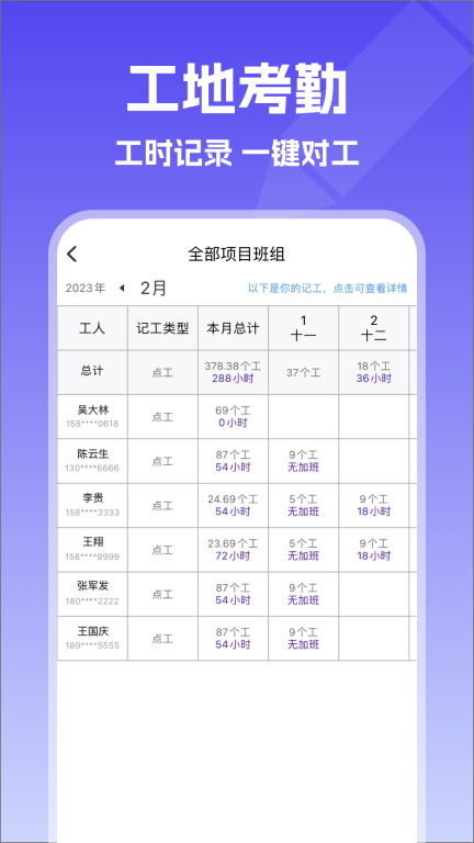 记账簿-建筑记工记账考勤表图3